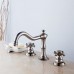Sccot 2 Handle Widespread Bathroom Sink Faucet with Deck Mounted 3 Holes - Commercial Lavatory Basin Tap  Solid Brass Bath Basin Mixer Tap  Hot Cold Mixer Tap  Brushed Nickel - B07D2FN1WF
